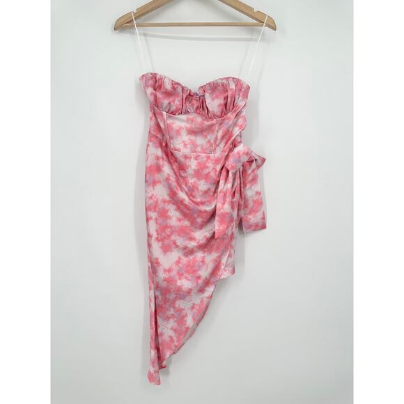 Hello Molly Date Nights Approved Midi Dress Strapless Ruched Bow Tie Dye NWT - Picture 5 of 14